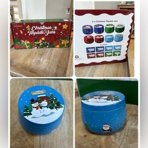 Set of 8 Mini Tinplate Christmas Jars